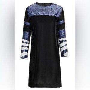 H&M Studio navy beaded sequin velour velvet dress Size 6 embellished Party Gala